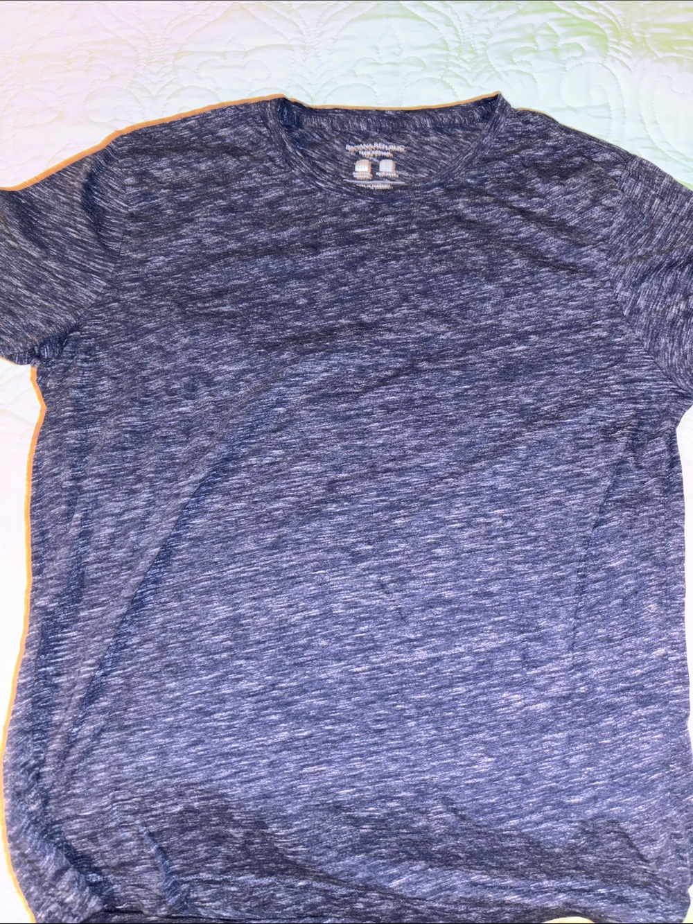 Banana Republic Men's Medium Heather Navy Short-Sleeve Crew Neck Shirt unisex